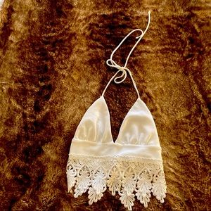 Cream halter top with gorgeous details-size small